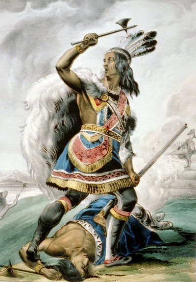 Guerriero Indiano, 1845 da N. and Ives, J.M. Currier